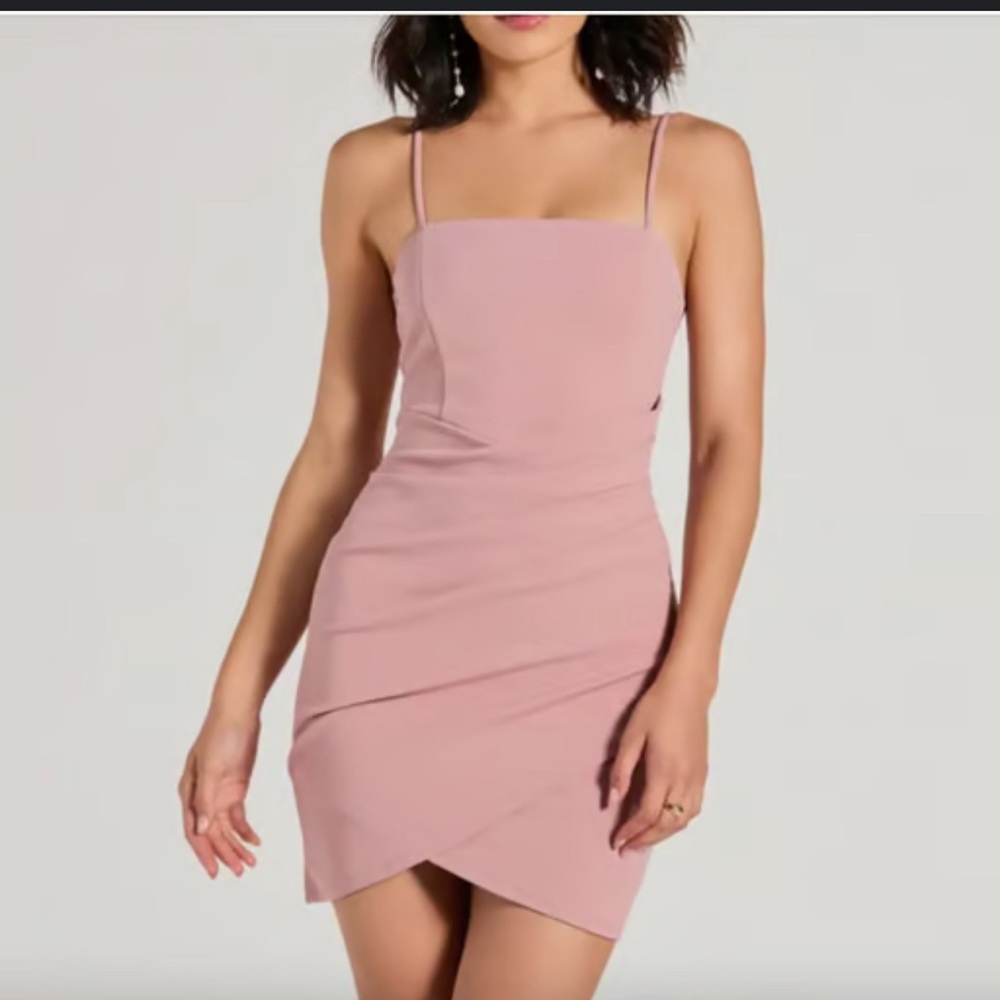 Windsor | Wrapped In Stylish Satin Mini Dress | Blush Pink